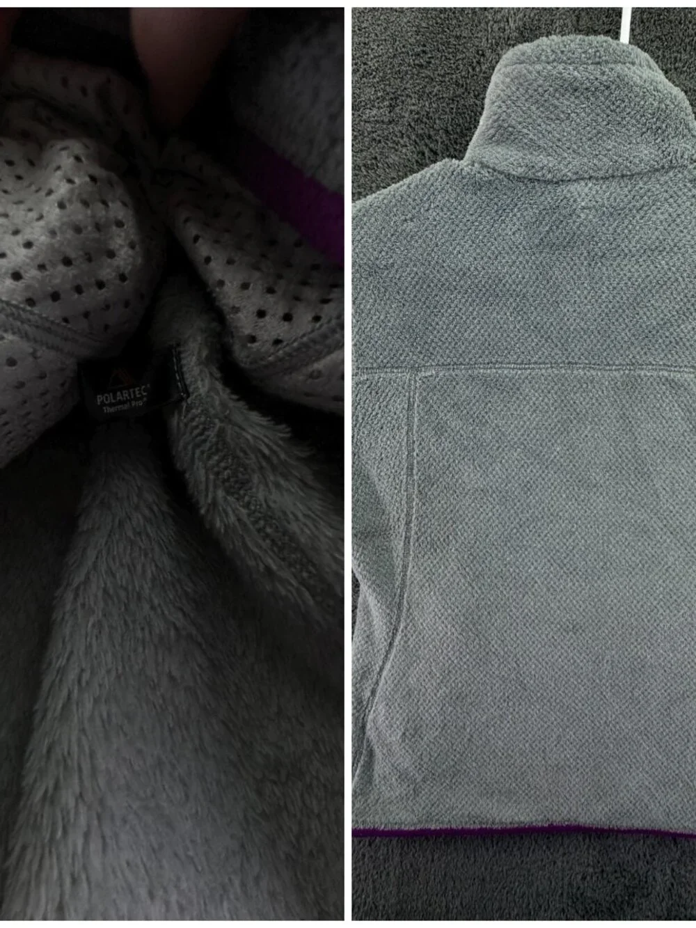 Patagonia Women Jacket Adult Gray Purple Medium W/ Pocket, Logo 1/4 Snap Soft